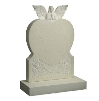 M68 - Heart and Angel Memorial with carved Roses